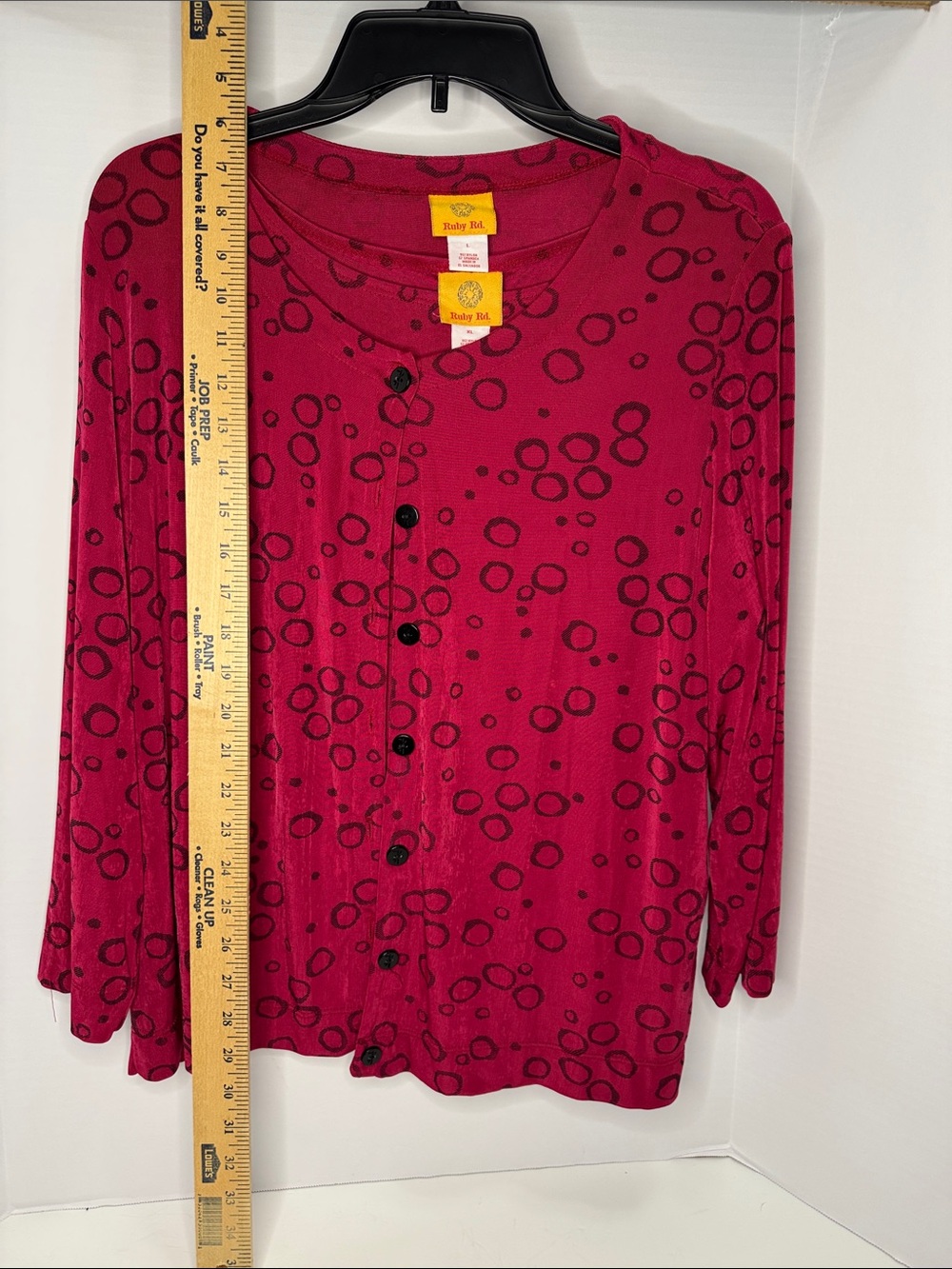 Ruby Rd. Magenta Button-Front Cardigan Set with Black Ring Pattern - Picture 4 of 8